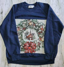 Load image into Gallery viewer, Royal Blue Christmas Wreath Crewneck