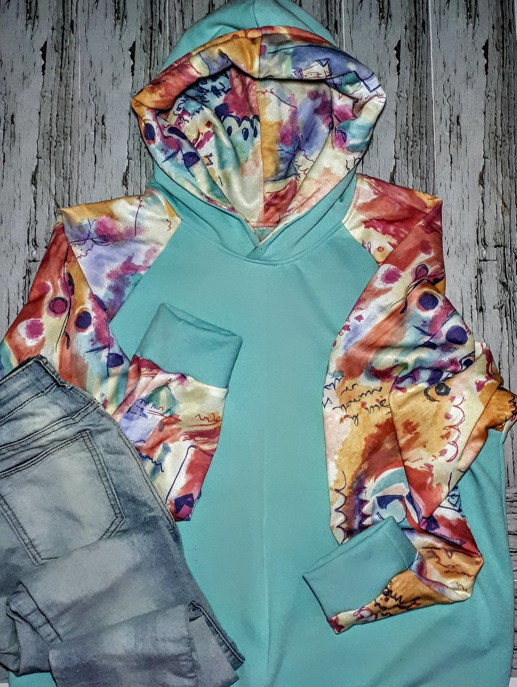 Teal with Picasso Sleeves