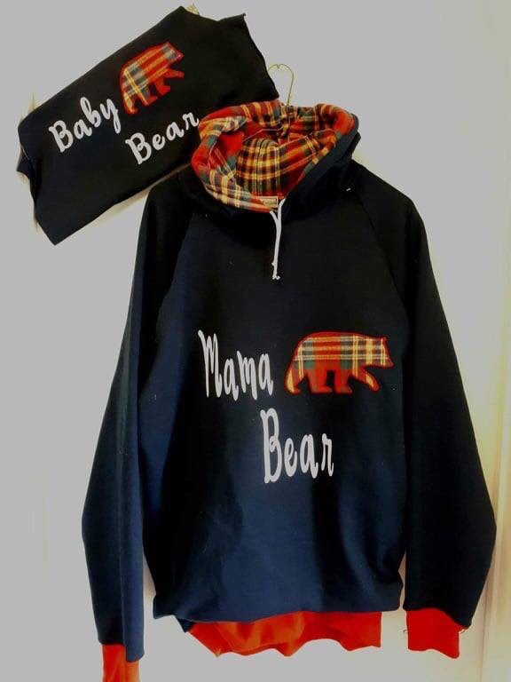 Buffalo Plaid Mama Bear Hoodie Plaid Black And White Buffalo Plaid